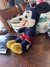 Vintage 1950s Walt Disney 17  Mickey Mouse Wind Up Musical Plush WORKING