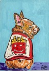 Original Acrylic Dog ACEO - Dog in Fries Shirt - Whimsical Miniature Art OOAK — photo 2