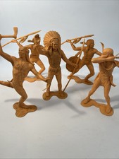 VINTAGE ORIGINAL LOUIS MARX 6" INCH Native Americans Plastic Fig 1960's LOT OF 5