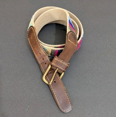 Auburn A Tail We Could Wag Cotton & Leather Belt with Brass Buckle Size 38 READ