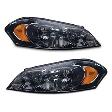 Headlight Assembly Chevy Impala 2006-2013 Smoky Lens Chrome Amber Reflector Pair