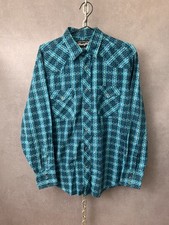 Rare Vintage WRANGLER Western Striped Pearl Snap Button Front Shirt 90s Blue S