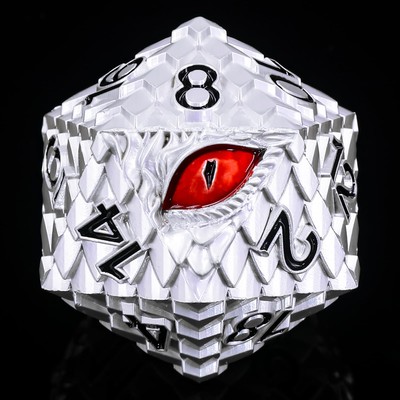 Metal D20 DND Dice Set - Dragon Scale Metallic 20 Sided Giant Polyhedral Dice...