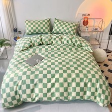 Green White Plaid Comforter Sets Queen Women Men Sage Green Checkerboard Grid...