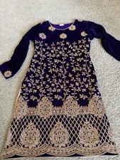 Pakistani Purple Velvet Shirt Party Wear Top