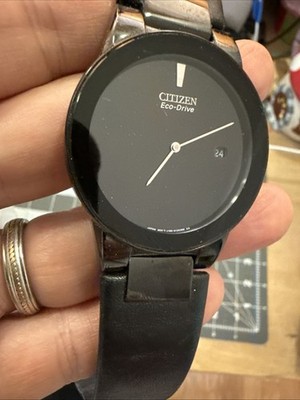 J165-S086892 CITIZEN ECO-DRIVE Black W/ Black Genuine Leather Band Men's watch