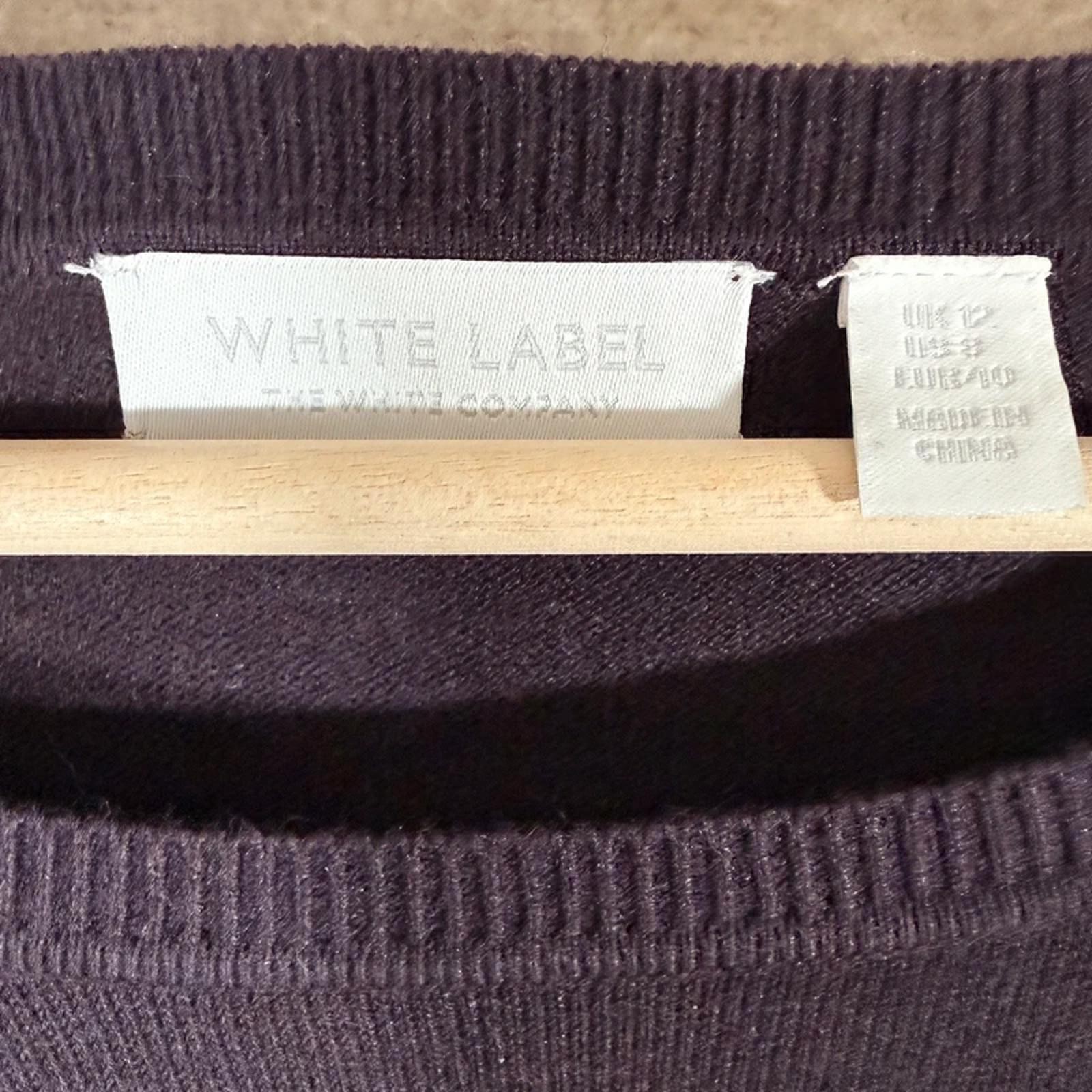 White Label by The White Company Size 12 Dark Plum Wool Blend Crew Neck Jumper image 2