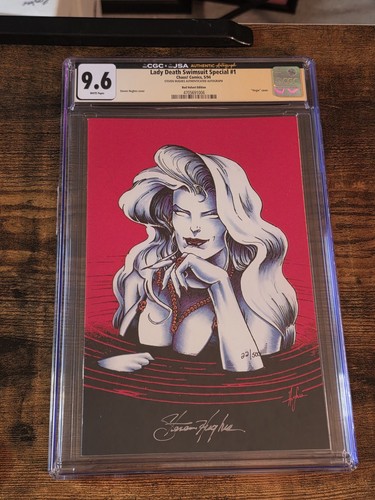 Lady Death Swimsuit Special #1 - CGC 9.6 JSA Steven Hughes 22/500 - Red Velvet