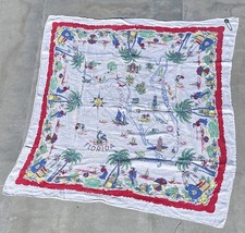 Nappe souvenir carte de Floride vintage années 50 48” x 50”