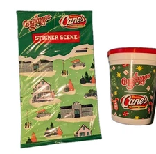 Raising Canes x A Christmas Story Sticker Scene 2025 & Small Plastic Cup W/Lid