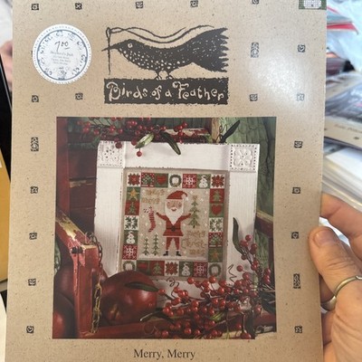 BIRDS OF A FEATHER Merry, Merry Cross Stitch Pattern Santa Trees Blocks Retired