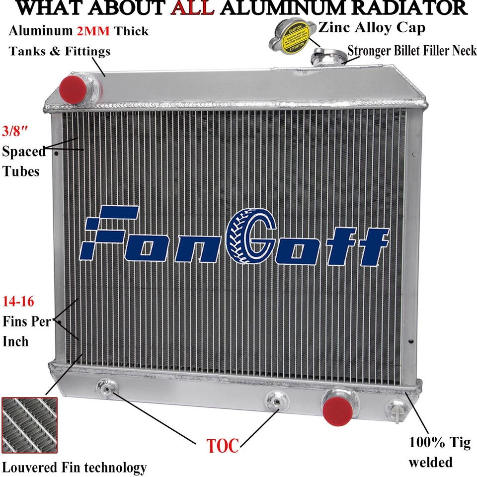 4 Rows Radiator&Shroud Fan For 63-1966 65 Chevy C10 C20 C30 K10 K20 K30 Truck V8 Foto 2 de 4