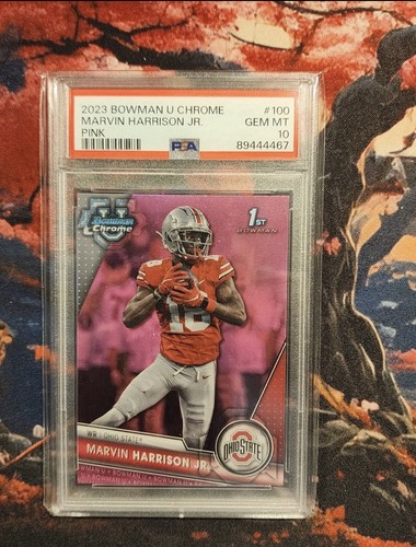 2023 Topps Bowman U Chrome Marvin Harrison Jr. RC #100 Pink Refractor PSA 10