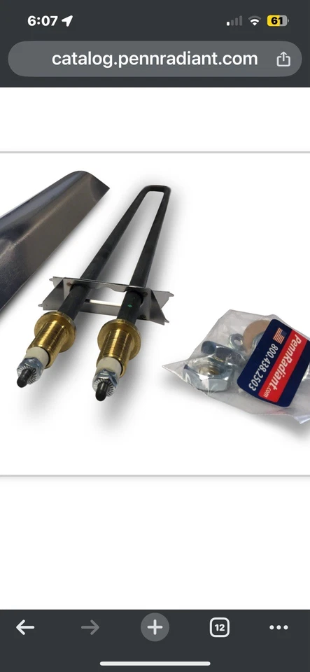 Elemento calefactor infrarrojo HE45480. Barra en U tipo 480 voltios de 4500 vatios Foto 3 de 3