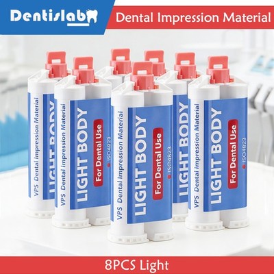 8Pcs Dental Light Body Fast Rapid Set Impression Material 50mL Cartridge VPS PVS