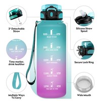 KollyKolla 1.5L Trinkflasche Bpa-Frei Auslaufsicher Mit Strohhalm Sport BüRo