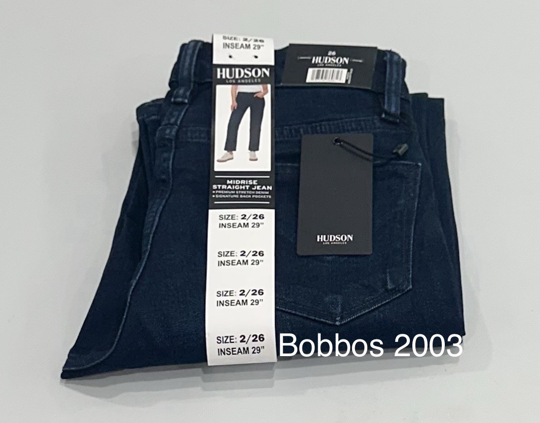 Hudson Women's Mid-Rise Signature Pockets Straight Jeans, Obscurity Blue, 2/26