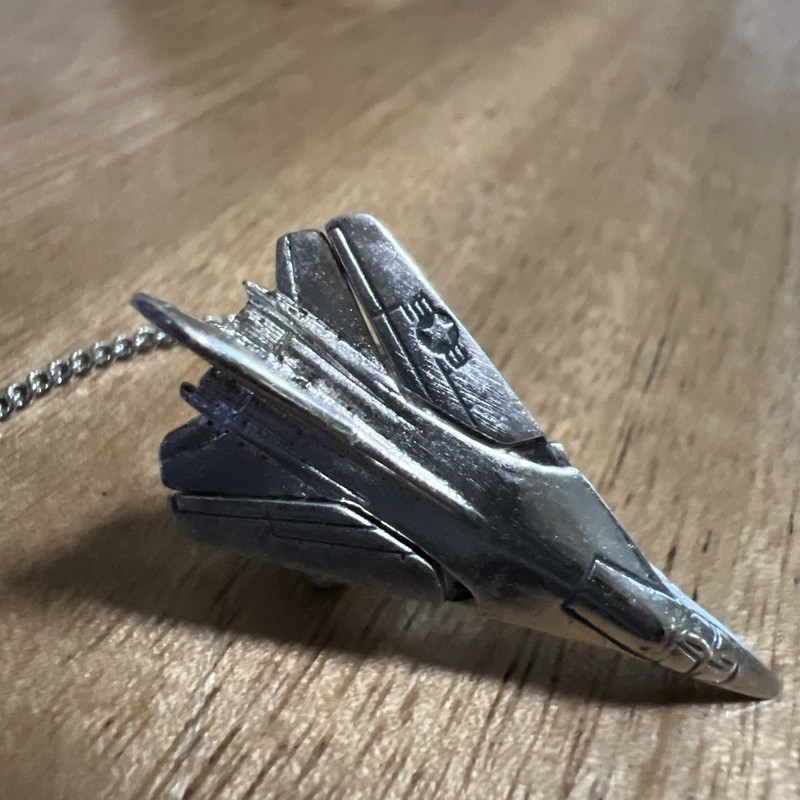 US Air Force Jet Airplane Tie Tack Silver toned Metallic lapel Pin