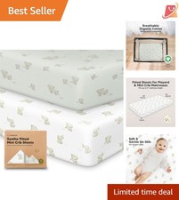 2-Pack Mini Crib Sheets Organic Cotton Fitted Pack N Play Bedding for Babies