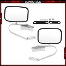 Side View Manual Mirrors Stainless Steel Pair Set For 1980-96 Ford Pickup Truck
