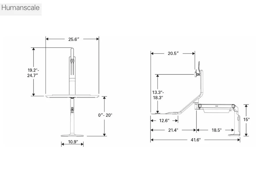 Humanscale QuickStand Lite Height Adjustable Workstation - Single Monitor - Image 2 of 4