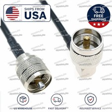 RG58 Coax Cable UHF PL259 Male to Male Plug Right Angle RF Ham CB Radio 10-50FT
