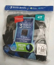 3 pack of Hanes Toddler Boys Tagless boxer Briefs Wicking Comfort Cotton Size 4T