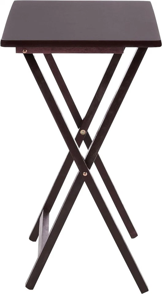 Indoor Single Folding TV Tray Walnut Multipurpose Table Set Portable Versatility - Image 2 of 4