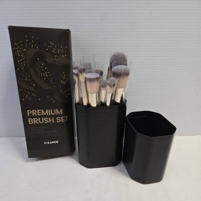 Makeup Brushes, MAANGE 18 Pcs Professional Brush Set Brown/ Gold 