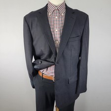 Pronto Uomo Platinum Mens Sport Coat Blazer Two Button Black Blue Check Wool 44R