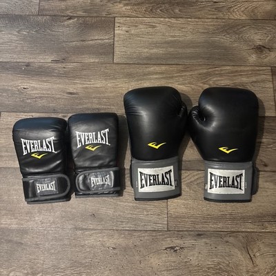 EVERLAST Everfresh 16 oz  Pro Boxing MMA Gloves Black White Grey Red Bundle 