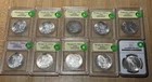 🔥Lot Of 10 Ten 90% Silver (9 Morgan, 1 Peace) Dollars Mixed Dates. Slabbed.