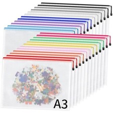 24 Pack 12 Colors Zipper Pouches for Organizing, A3 A3 16.9x12.4 in -24 Pack