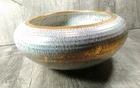 STANGL Planter Vase # 3983 Tuquoise Blue & Gold  8.5" Great Vintage Piece