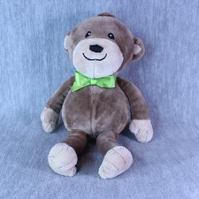 Carter's MONKEY 10" Floppy Lovey Animal Plush Toy Stuffed Brown Tan Green Bow