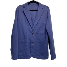 J. Crew Ludlow Slim Blazer Mens 36R Navy Blue Cotton Linen Somelos Unstructured