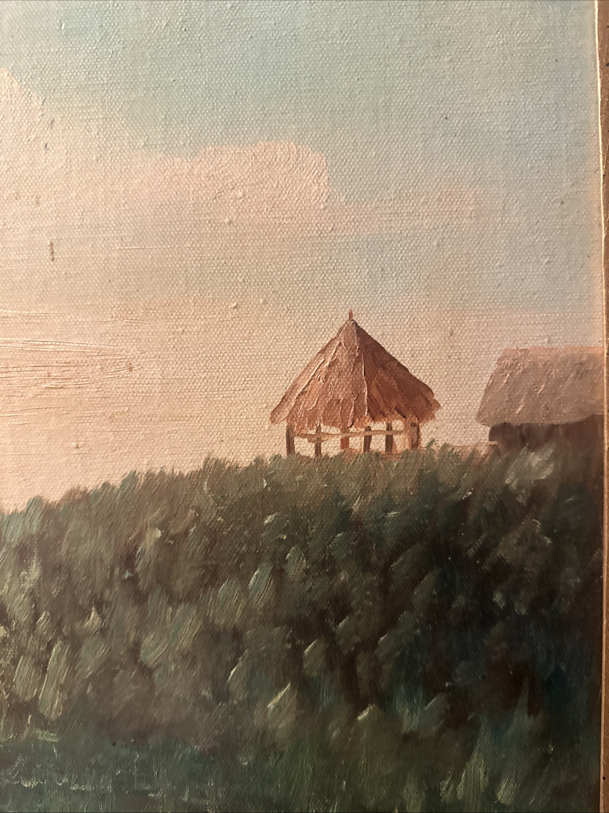 Italian “F . MAZZONCINI” LANDSCAPE  VILLAGE SCENE Oil on Wood Panel Signed