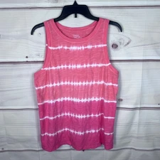 Time And Tru Top Women L Orange Tie Dye Muscle Tank Sleeveless Cotton Round Neck