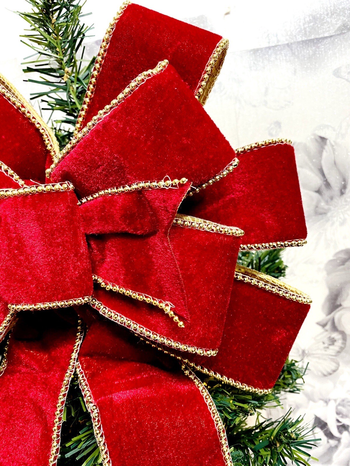 Large Velvet Deep Red Velvet Christmas Tree decoration Tree Topper Door