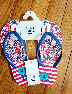 NWT Billabong Girl Slippers Size 2