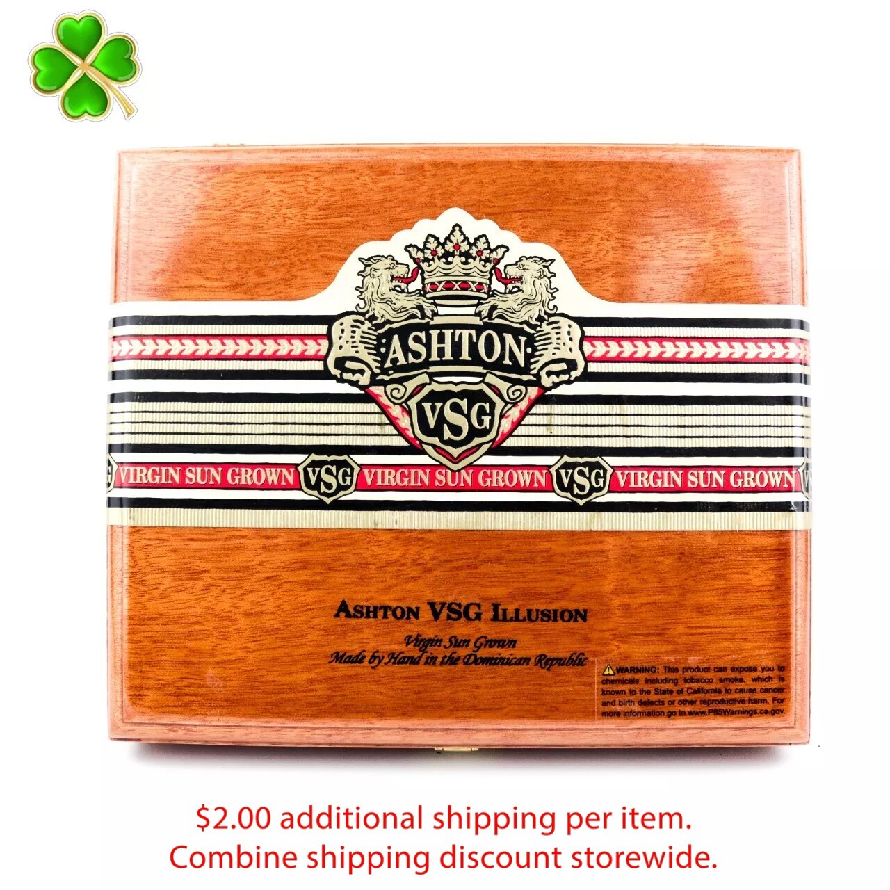 Ashton VSG Illusion Empty Wood Cigar Box 8.5" x 7.25" x 2"