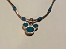 Disney Necklace - Silver Toned Mickey Mouse Blue Enamel  Ships FREE