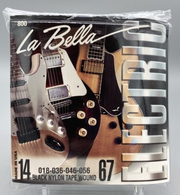La Bella 800 Electric Guitar Sting Set Black Nylon Tape Wound 14-67