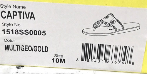 Jack Rogers Captiva Multi/Gold Sandals Size 10M Embroidered Thong Style - Picture 9 of 9