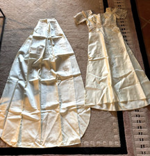 1900s VINTAGE UNION MADE WEDDING DRESS AND TRAIN- OFF WHITE / IVORY COLOR