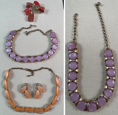 Lisner Lucite Plastic Thermoset Purple Jelly Necklace Costume Jewelry Lot VTG