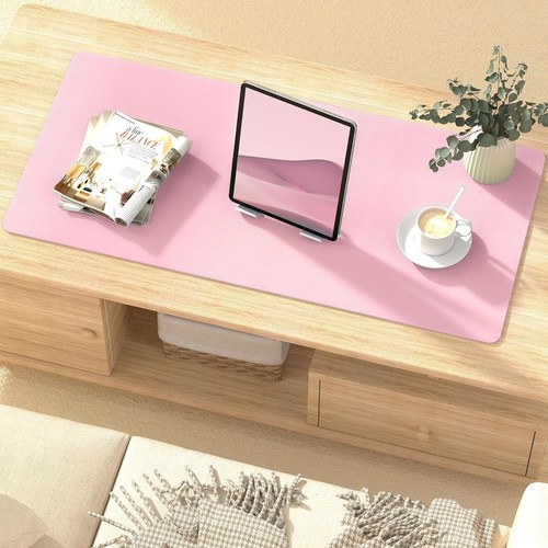 Leather Desk Pad Protector, Mouse Pad, Non-Slip Computer 13.7''X23.6'', Pink  - Picture 4 of 6