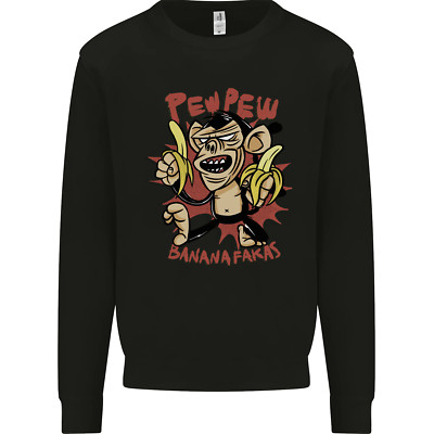 Pew Pew Bananafakas Bananen Affe verrückt Herren Sweatshirt Pullover