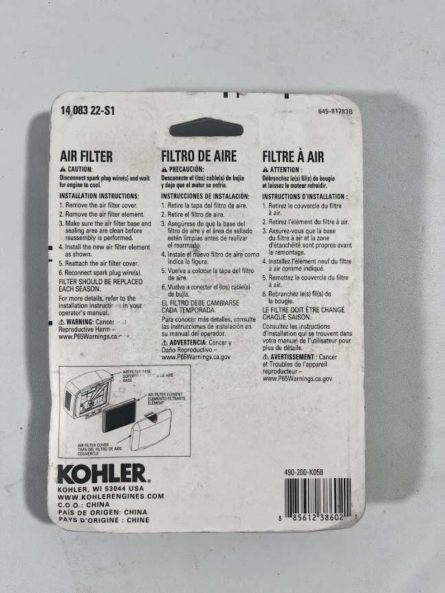 2 Pack Kohler Air Filter for Kohler Courage XT650-XT775 Engines - Image 4 of 4