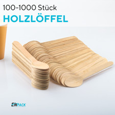 Enpack Holzlöffel Einweg - Besteck Einweg 160mm - Suppenlöffel Einweglöffel